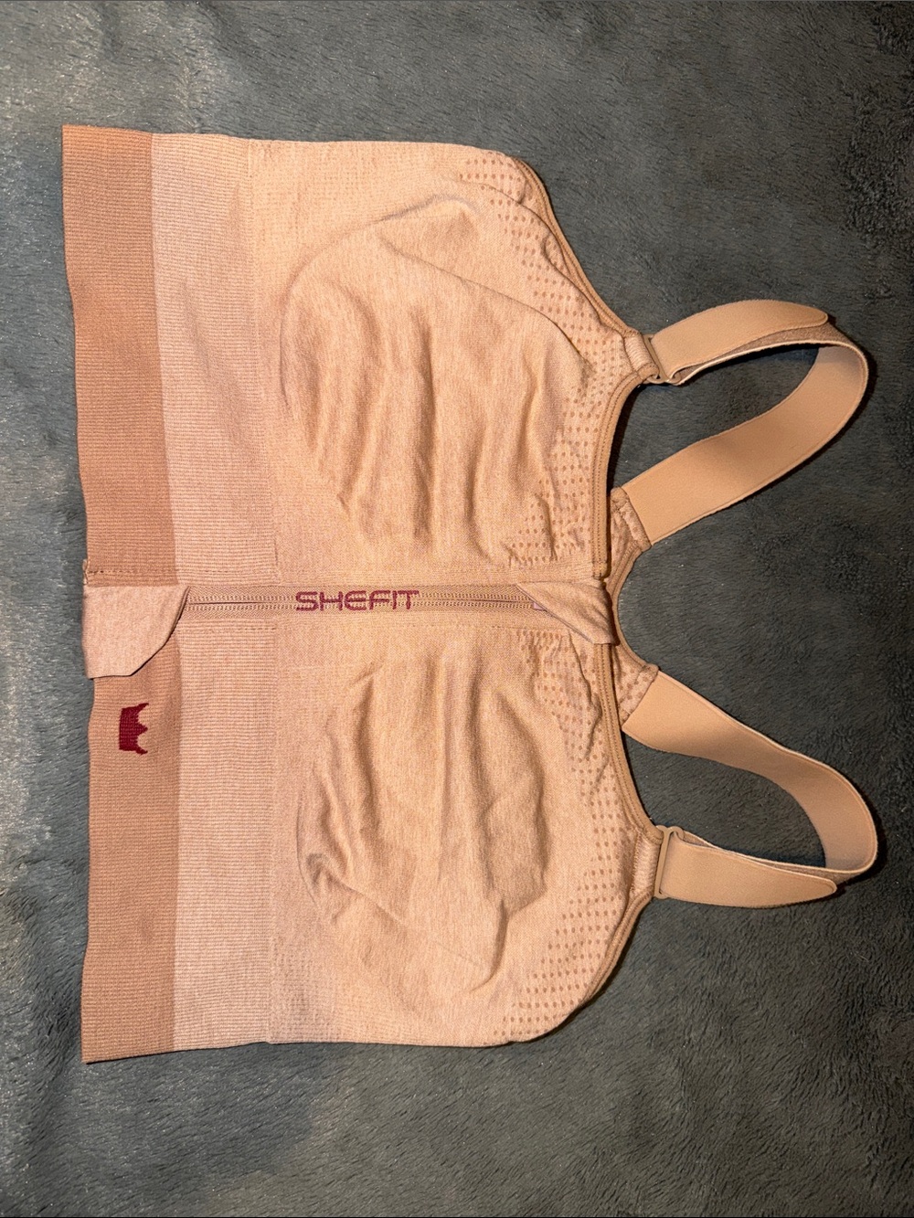 SHEFIT Front-Zip Support Sports Bra - Nude / Light Peach